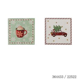 Onderzetter 20x20cm glas auto-tas 2ass