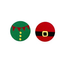 Onderzetter D10cm vilt elf-Kerstman 2ass