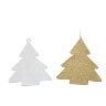 Onderzetter kerstboom 13x13cm wit goud 2ass