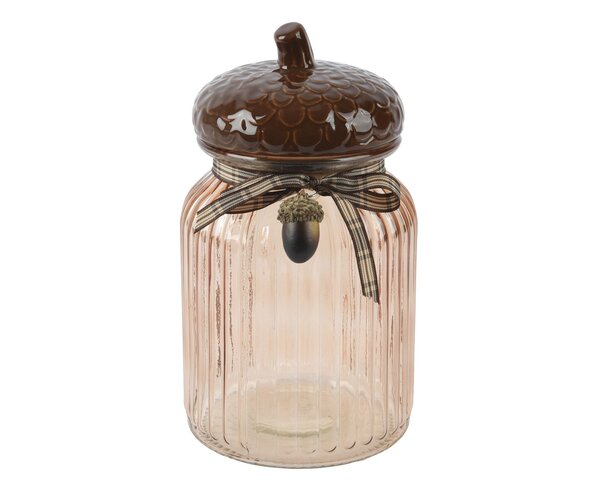 Opbergpot D11xH20cm glas bruin