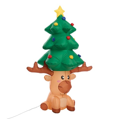 Opblaasbaar rendier met kerstboom H190cm