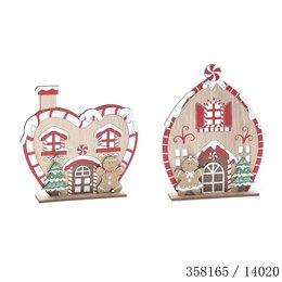 Ornament 17x4x22cm hout 2ass