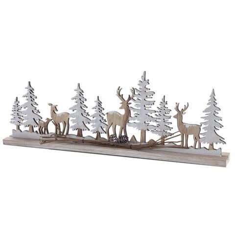 ornament kerst hout 45x15,5cm naturel/wit