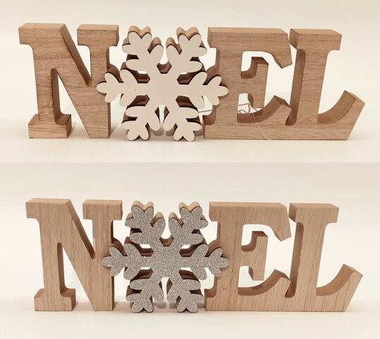 Ornament Noël 30x2,5x10cm hout 2ass