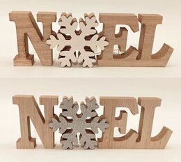 Ornament Noël 30x2,5x10cm hout 2ass