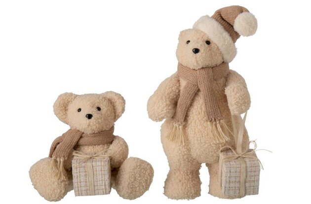 ours avec cadeaux 26x20cm beige 2ass