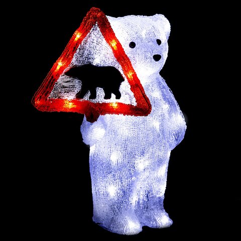 Ours H40cm 50Led 'Attention aux ours' extérieur