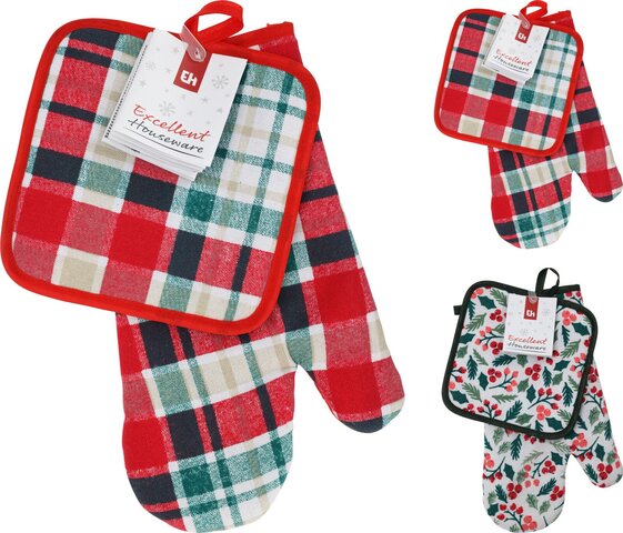 Ovenwant & pannenlap 2stuks 2ass