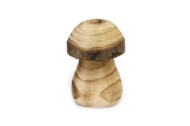 Paddenstoel paulownia hout Ø6x10cm - brown burned