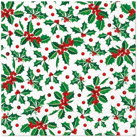 PAW servetten holly pattern 25x25cm 20st