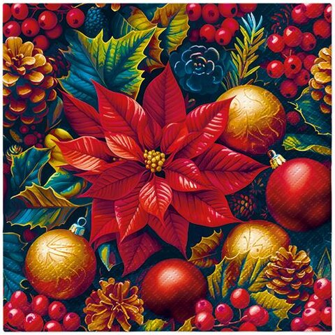 PAW servetten vintage poinsettia charm 33x33cm 20st