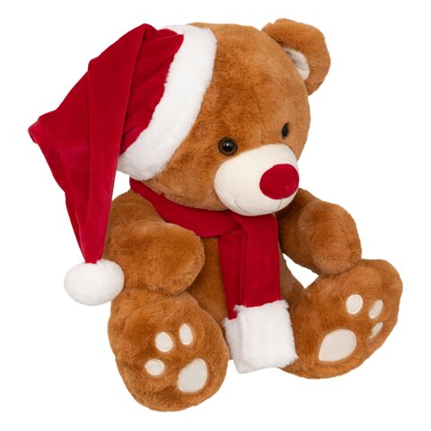 Peluche ours 33x30x50cm avec écharpe-bonnet