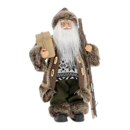 Père Noël 16x12x30cm plastique/tissu brun