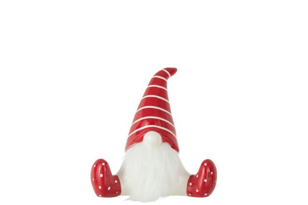 Père Noël assis en céramique 19x10 cm - rouge/blanc