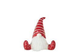 Père Noël assis en céramique 19x10 cm - rouge/blanc