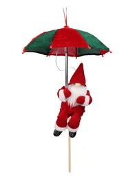 Père Noël gnome parapluie D25xH30cm vert rouge