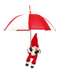 Père Noël gnome parapluie D50xH60cm blanc rouge
