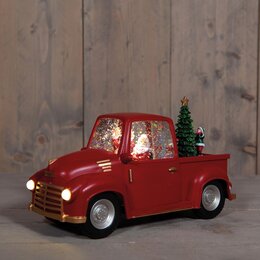 Pick-up met Kerstman 16x10x28cm warm wit