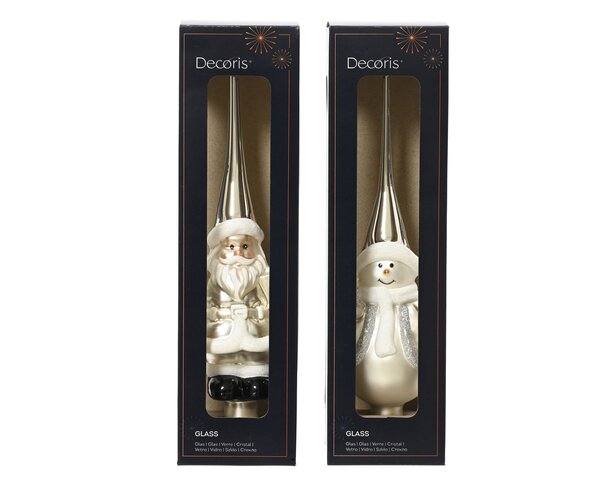 piek glas figuur - 28cm - wit/zilver