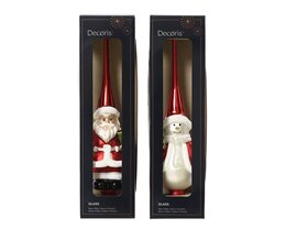 Piek glas H28cm glas kerstman-sneeuwman 2ass
