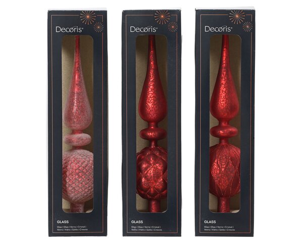 Piek glas H31cm rood 3ass