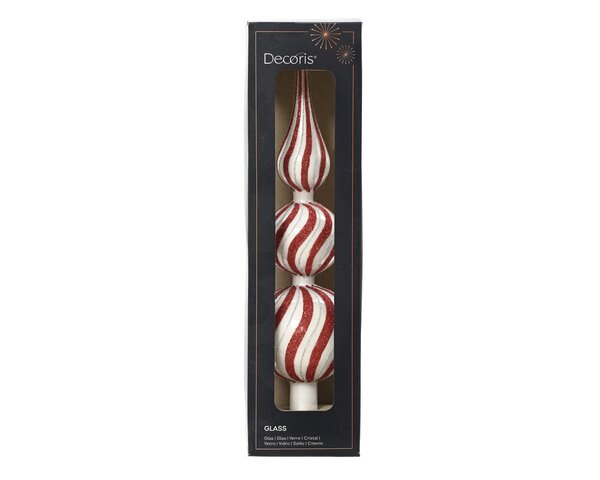 Piek H31cm glas - zilver+rood