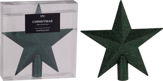 Piek ster H19cm glitter donkergroen