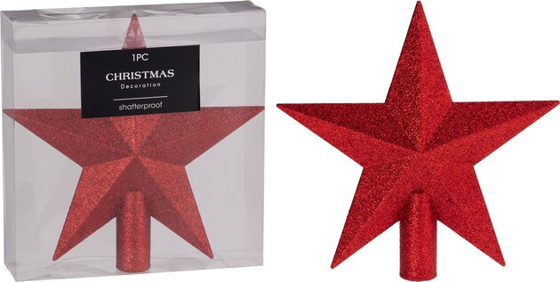 Piek ster H19cm glitter rood