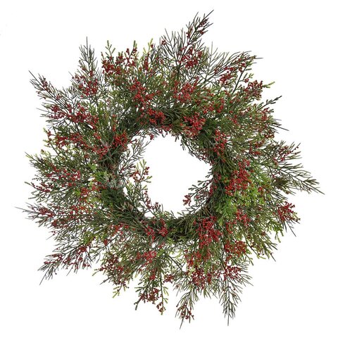 pine wreath w/berry 40cm red