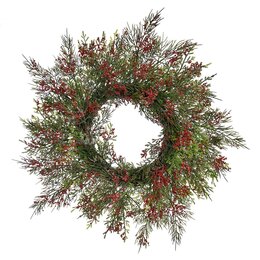 pine wreath w/berry 40cm red