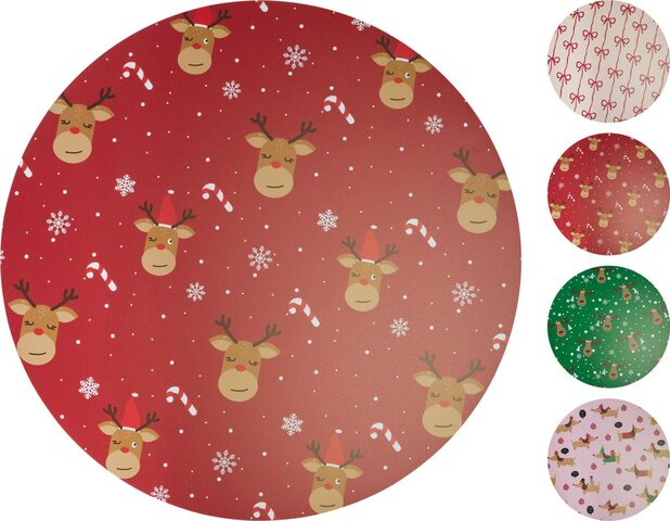 Placemat D38cm Kerst 4ass