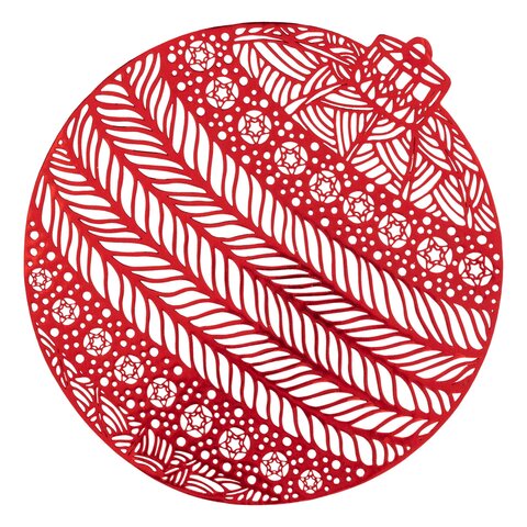 Placemat D38cm kerstbal - rood