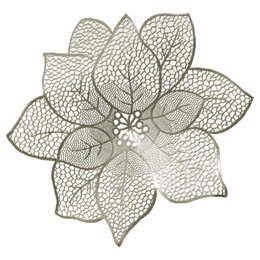 Placemat D44cm bloem - goud
