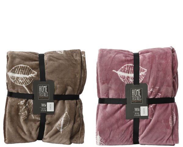 Plaid 130x170cm 2ass - bruin&fluweel roze
