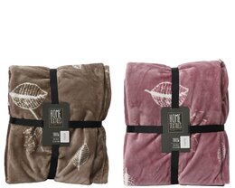 Plaid 130x170cm 2ass - bruin&fluweel roze