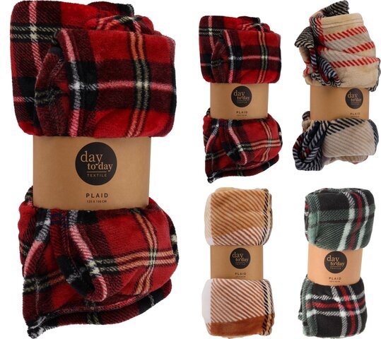 Plaid 150x125cm ruiten 4ass