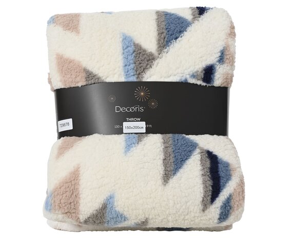 Plaid 150x200cm ikat blauw