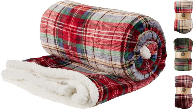 Plaid 200x150cm ruit 3ass