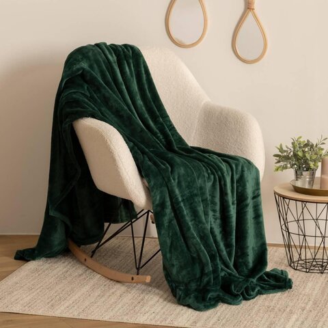 Plaid Flanel Uni 180 x 230 cm - Groen - afbeelding 3