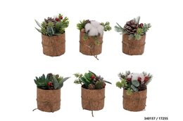 Plant artificiël 11x7cm in katoen pot 6ass
