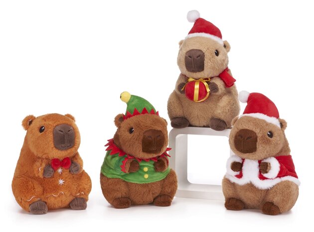 Pluche Capybara H24cm Kerst 3ass