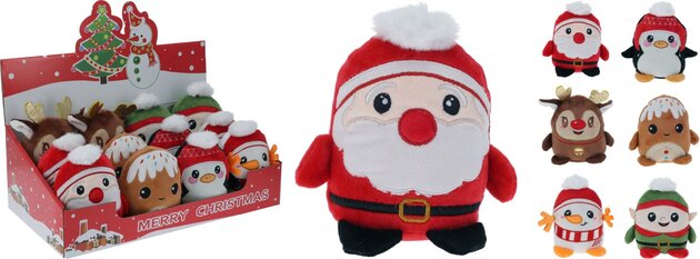 Pluche Kerstfigure H14cm 6ass