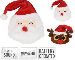 Pluche kerstmuts H45cm 2ass