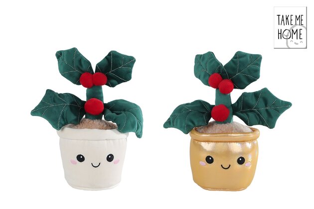 Pluche plant Kerst H30cm 2ass