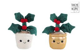 Pluche plant Kerst H30cm 2ass