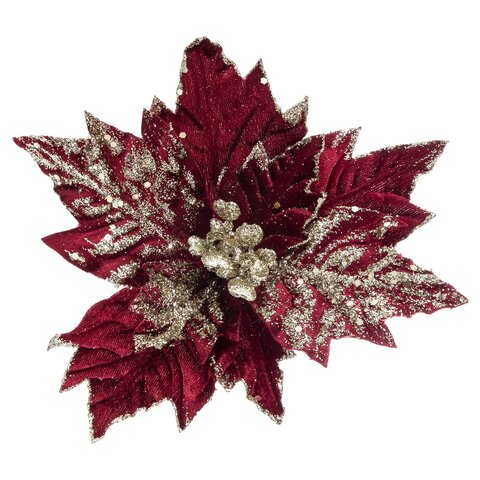 Poinsettia D25cm rood goud