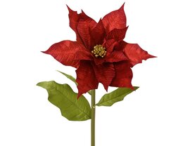 Poinsettia op steel D45xH120cm fluweel rood