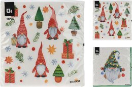 Servetten 33x33cm Kerst 16stuks 2ass