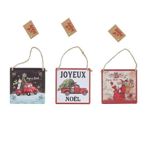 Hangbord Kerst 12,5x12,5cm metaal