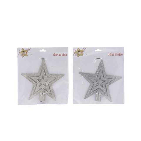 Piek ster 20x17cm goud zilver 6ass